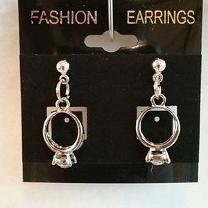 Womens diamond ring charm post earrings